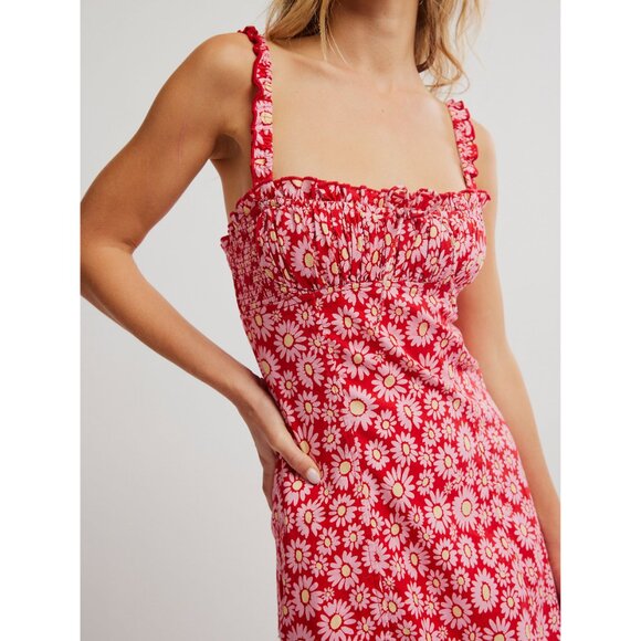 🎉LAST CHANCE🎉 FREE PEOPLE Lucinda Printed Midi / Tomato Daisy - Picture 4 of 6